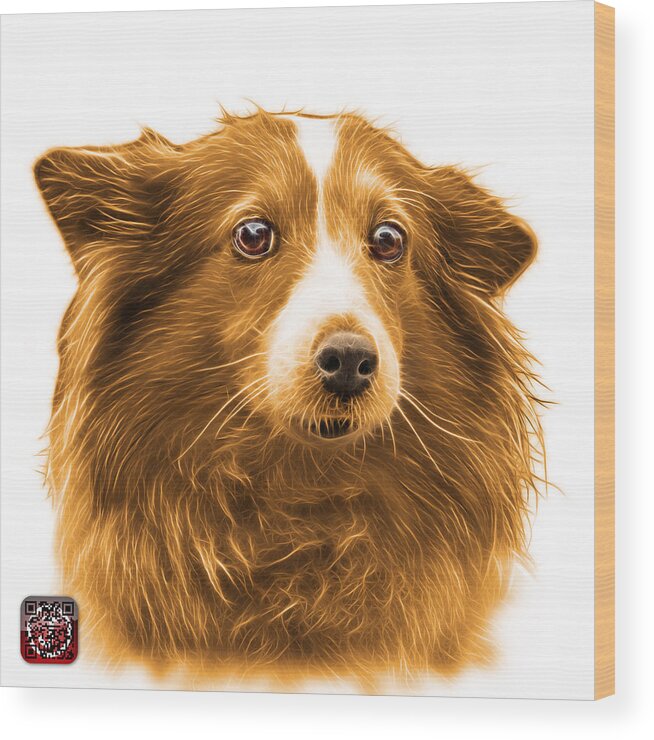Sheltie Wood Print featuring the mixed media Orange Shetland Sheepdog Dog Art 9973 - WB by James Ahn