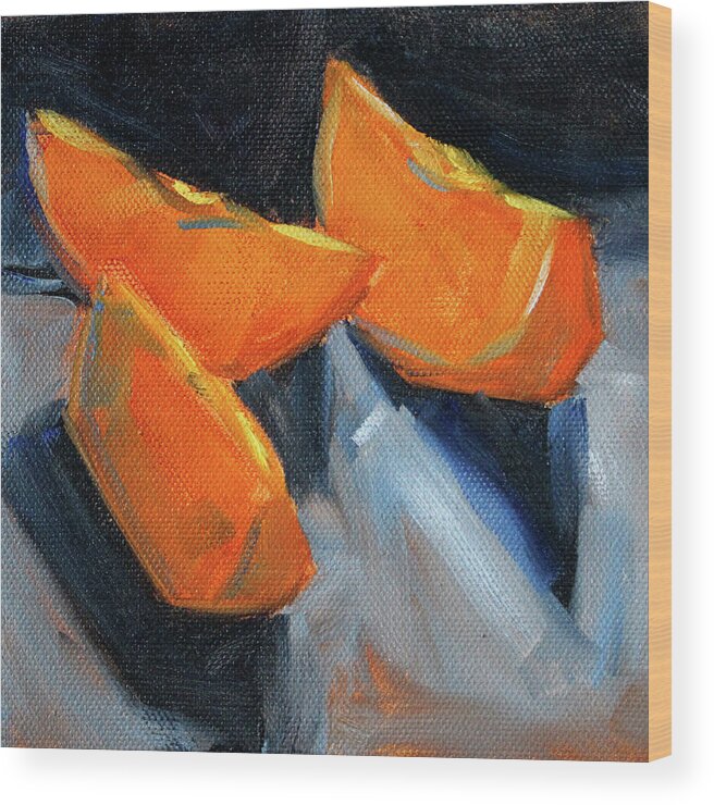 Sliced Oranges Wood Print featuring the painting Orange Slices by Nancy Merkle