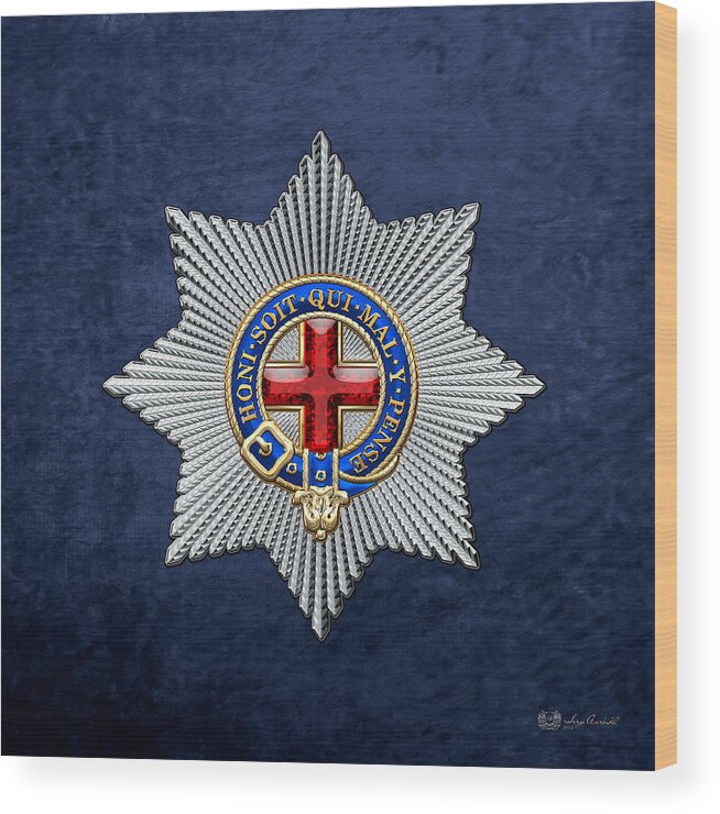 Heraldry Wood Print featuring the photograph Order of the Garter Star on Blue by Serge Averbukh