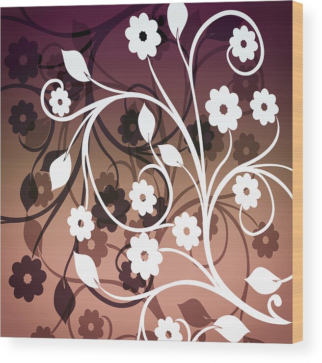 Flower Wood Print featuring the digital art Ornametal 2 Purple by Angelina Tamez