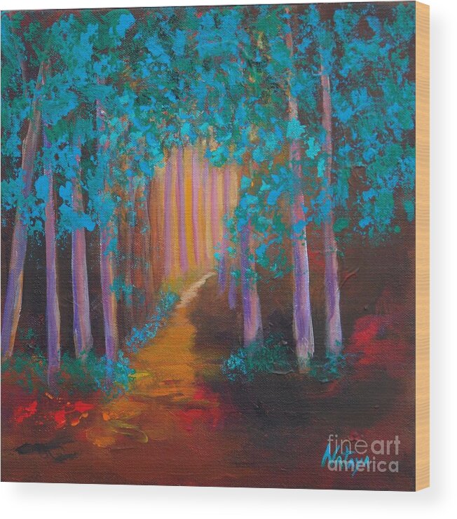 Nature Wood Print featuring the painting Out of Darkness by Nataya Crow