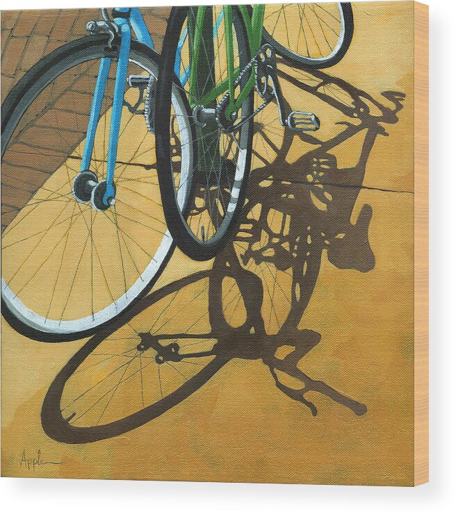 Bicycle Wood Print featuring the painting Out to Lunch by Linda Apple