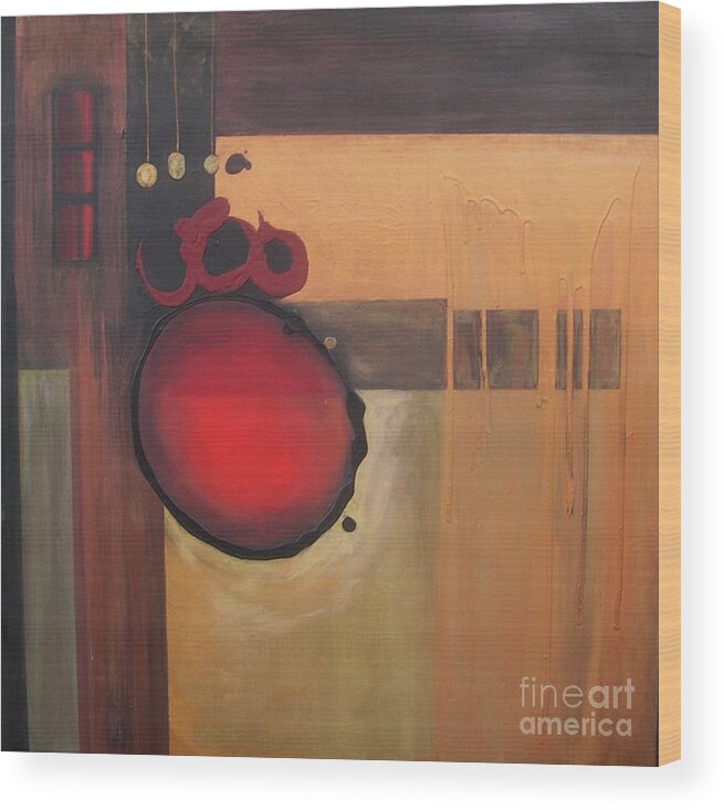 Abstract Wood Print featuring the painting Over Easy by Marlene Burns