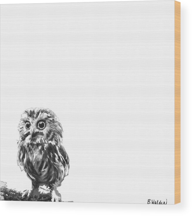 Owl Wood Print featuring the painting Owl Too by Boughton Walden