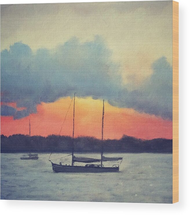 Maryland Wood Print featuring the painting Oxford Strand by Maggii Sarfaty