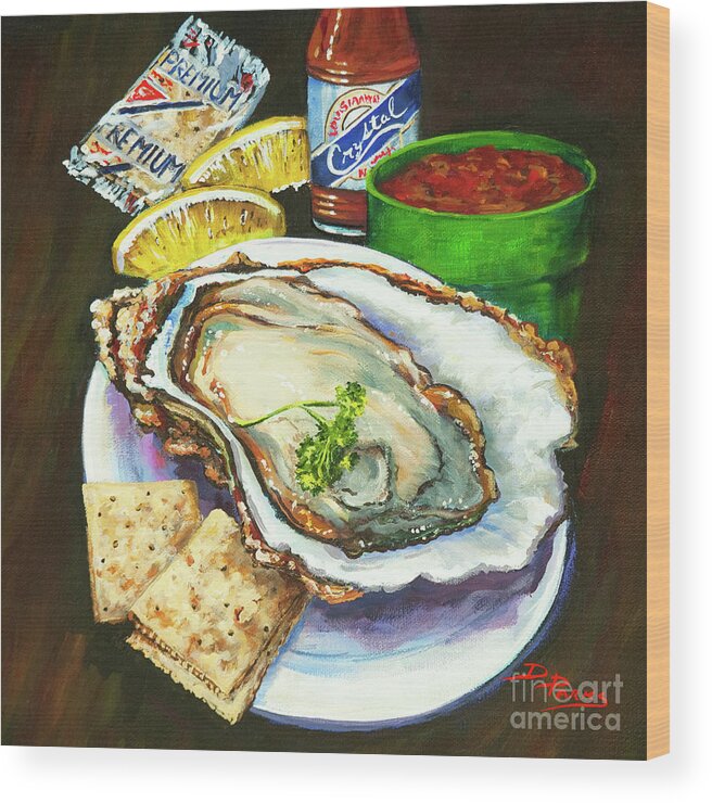  Louisiana Oyster Wood Print featuring the painting Oyster and Crystal by Dianne Parks