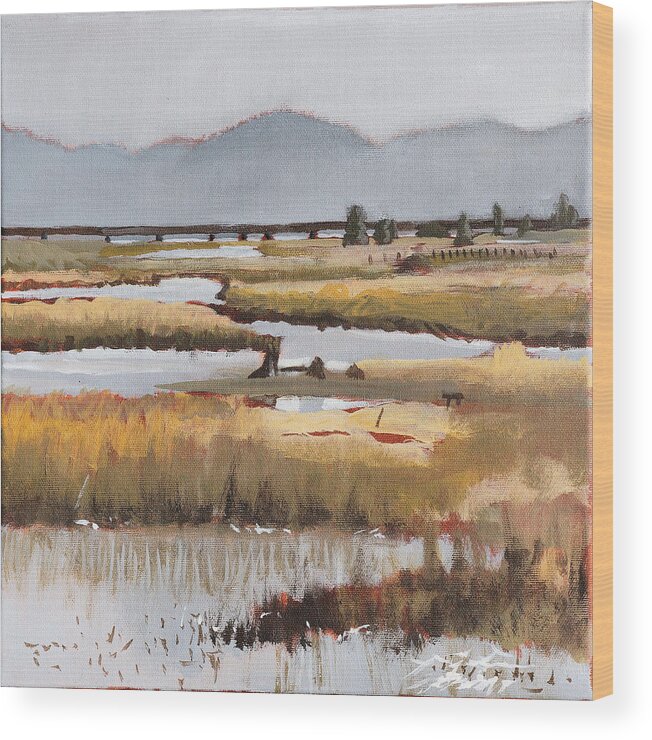 Pack Wood Print featuring the painting Pack River by Robert Bissett