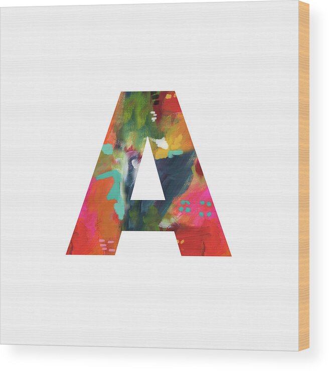 A Wood Print featuring the painting Painted Letter A -Monogram Art by Linda Woods by Linda Woods