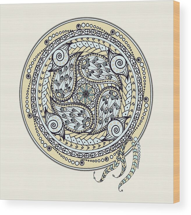 Mandala Wood Print featuring the digital art Paisley Balance Mandala by Deborah Smith