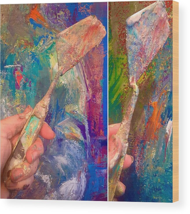 Palette Knife Wood Print featuring the painting Palette Knife by Heather Roddy