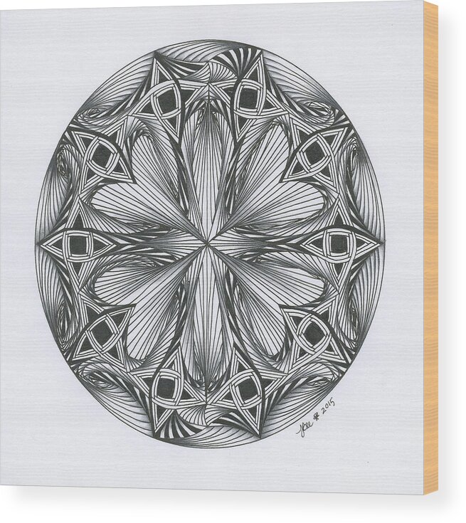 Paradox Wood Print featuring the drawing Paradoxical Zendala by Jan Steinle