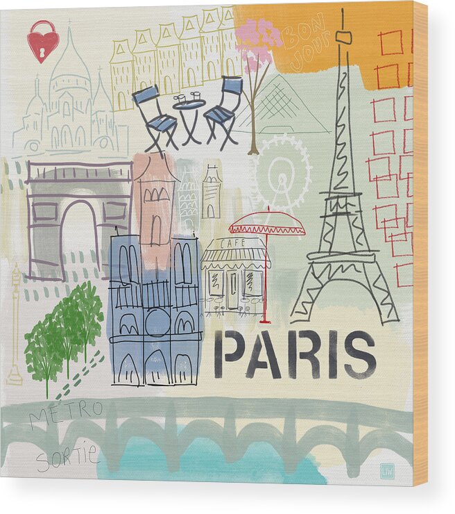 Paris Wood Print featuring the painting Paris Cityscape- Art by Linda Woods by Linda Woods