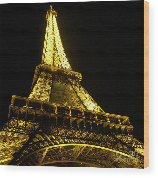 Paris Wood Print featuring the photograph Paris - France - Le Tour Eiffel at night by Carlos Alkmin