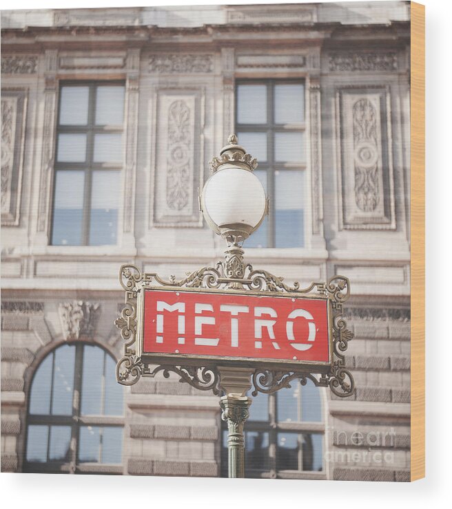 Photography Wood Print featuring the photograph Paris Metro sign Architecture by Ivy Ho