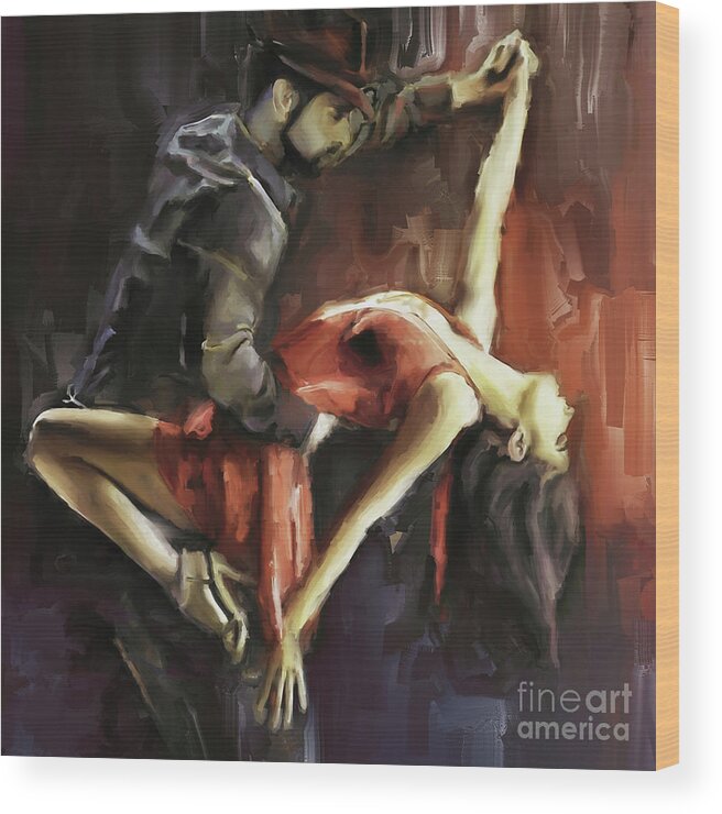 Dance Wood Print featuring the painting Passionate by Gull G