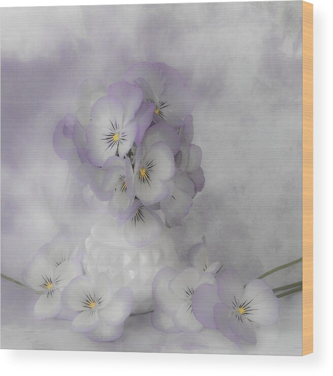 Pansy Wood Print featuring the photograph Pastel Pansies Still Life by Sandra Foster