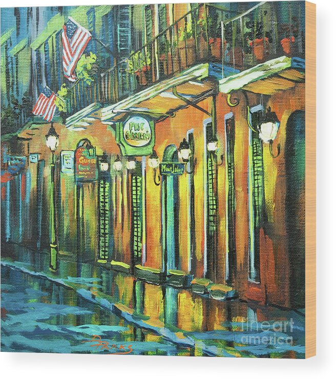 Louisiana Restaurant Wood Print featuring the painting Pat O Briens by Dianne Parks