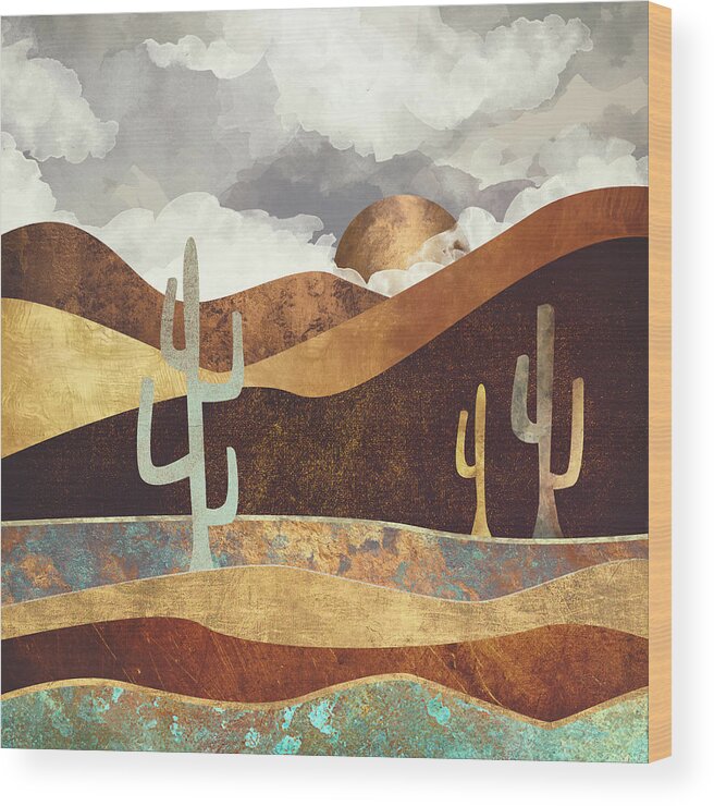 Desert Wood Print featuring the digital art Patina Desert by Spacefrog Designs