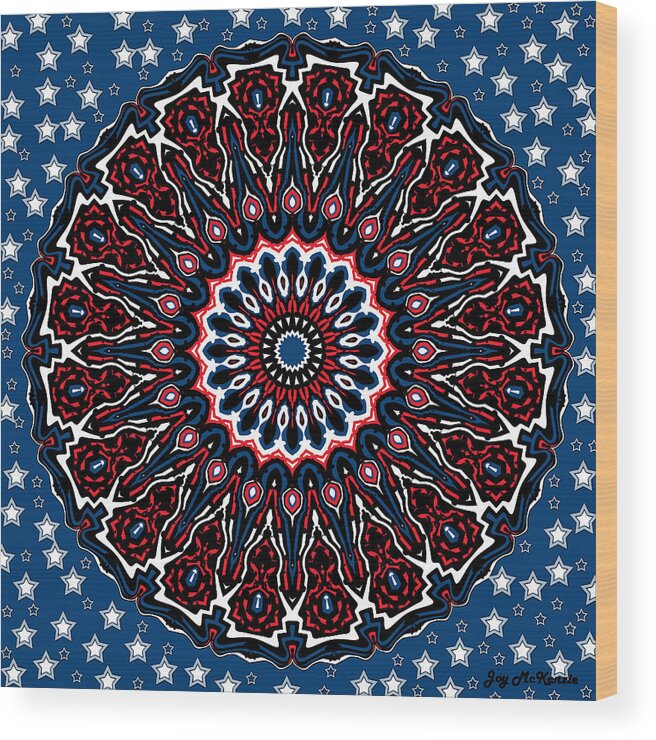 Digital Wood Print featuring the digital art Patriotic Mandala by Joy McKenzie
