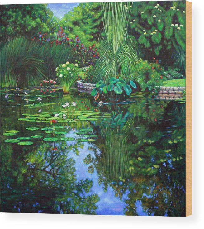 Landscape Wood Print featuring the painting Peace Floods my Soul by John Lautermilch