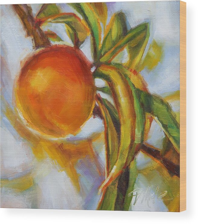 Oil Wood Print featuring the painting Peach by Tracy Male