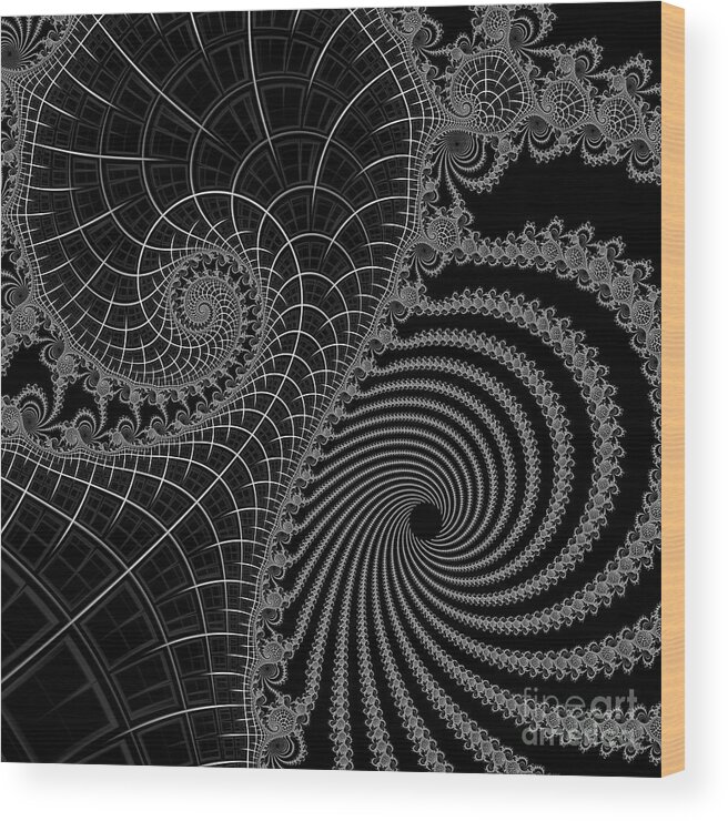 Fractal Wood Print featuring the digital art Peaks And Troughs 2 Inverted by Steve Purnell