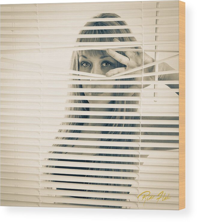 Model Wood Print featuring the photograph Peeping Alex by Rikk Flohr