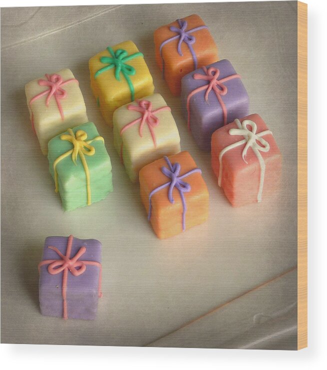 Sweets Wood Print featuring the photograph Petit Fours Square by Valerie Reeves