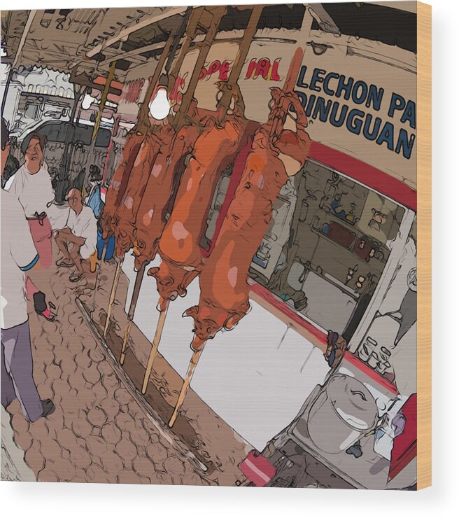 Philippines Wood Print featuring the painting Philippines 4057 Lechon by Rolf Bertram