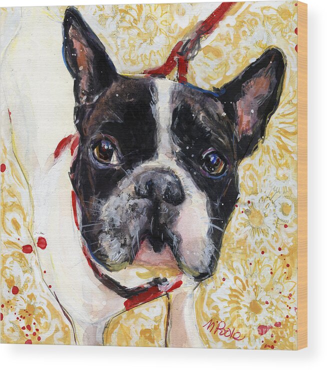 French Bulldog Wood Print featuring the painting Pie and I by Molly Poole