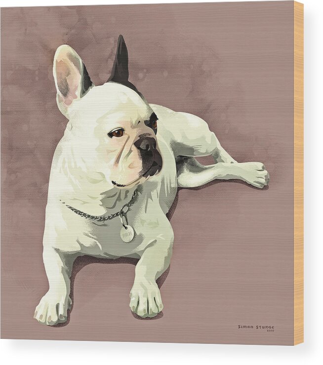 Dog Wood Print featuring the painting Piglet by Simon Sturge