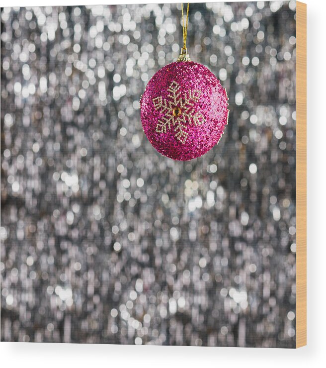 Advent Wood Print featuring the photograph Pink Christmas Bauble by U Schade