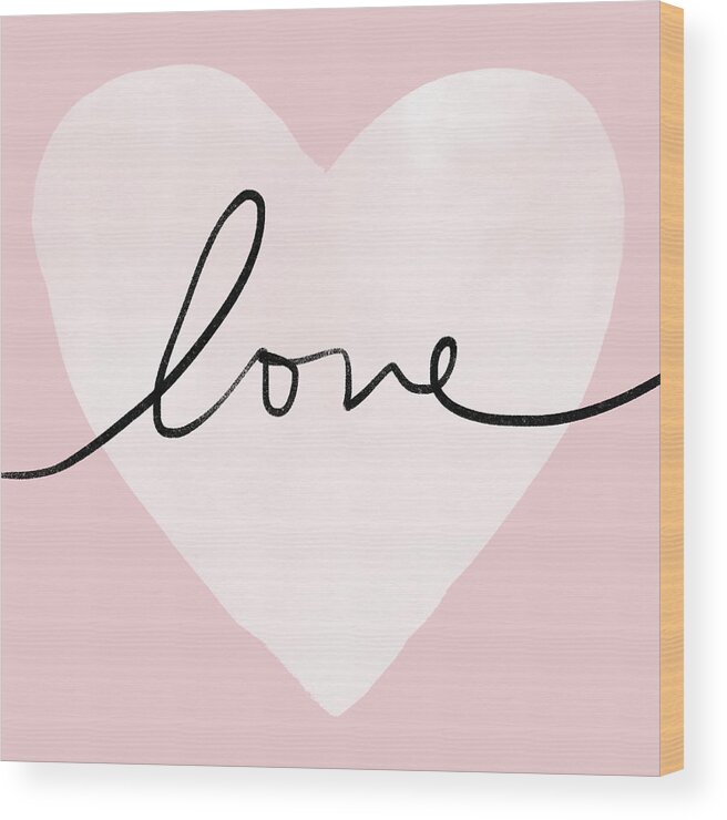 Love Wood Print featuring the digital art Pink Heart Love- Art by Linda Woods by Linda Woods