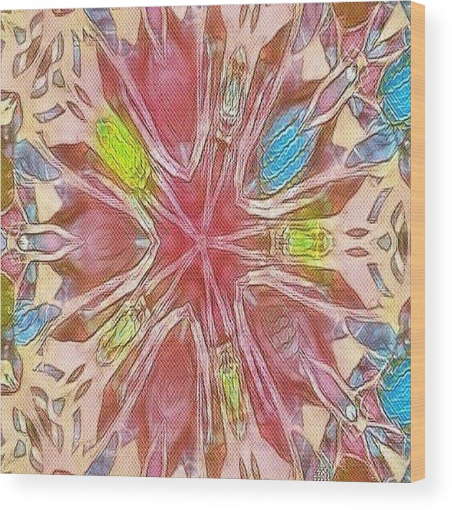 Pink Kaleidoscope Wood Print featuring the pastel Pink Kaleidoscope by Brenae Cochran