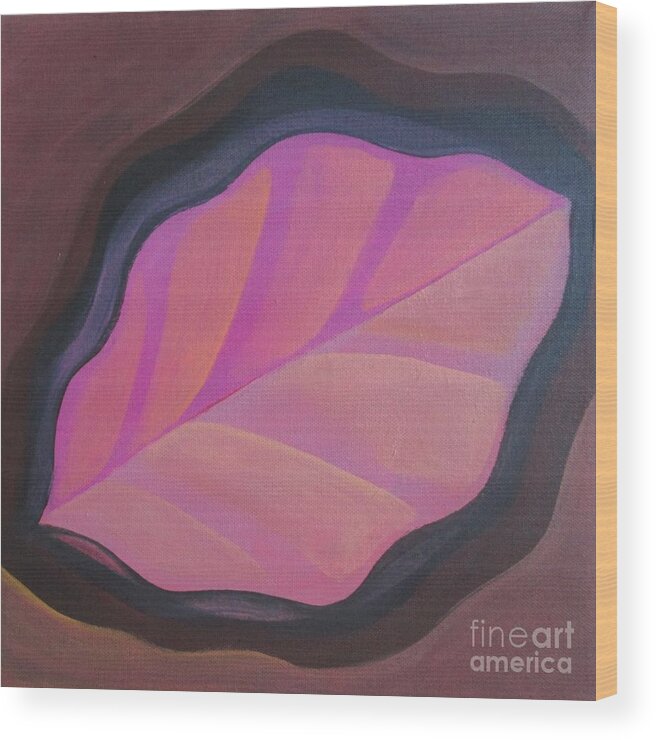 Pink Wood Print featuring the painting Pink Leaf by Helena Tiainen