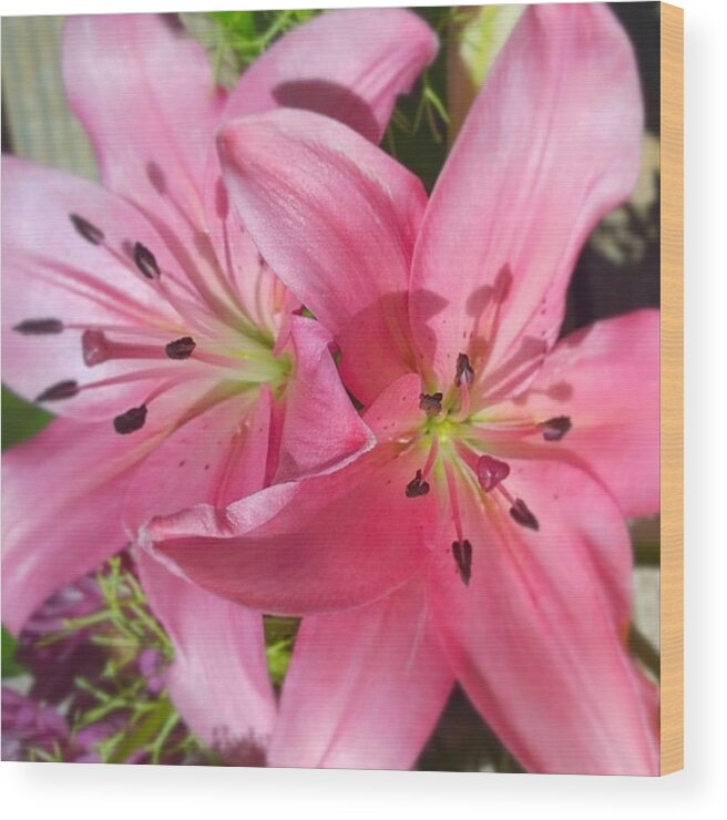 Pink Wood Print featuring the photograph #pink #lilly Detail. Love The #colors by Shari Warren