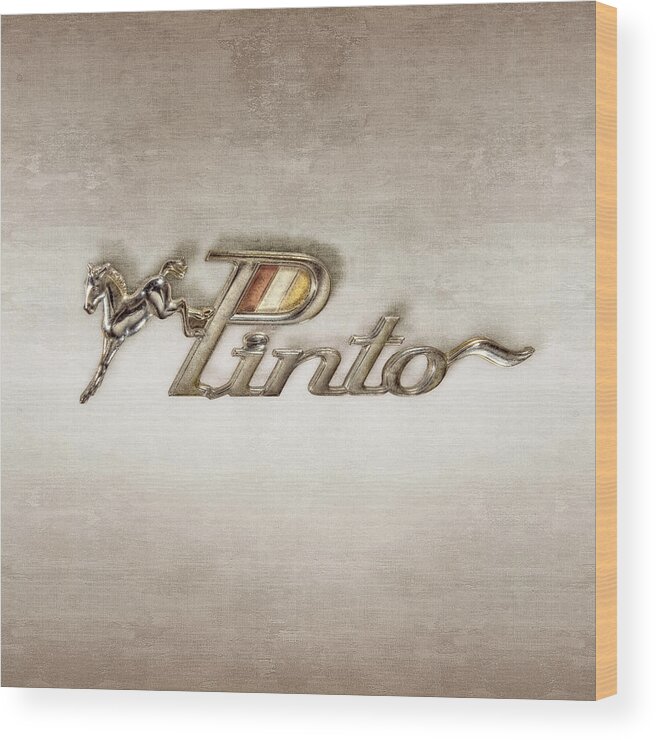 Automotive Wood Print featuring the photograph Pinto Car Badge by YoPedro