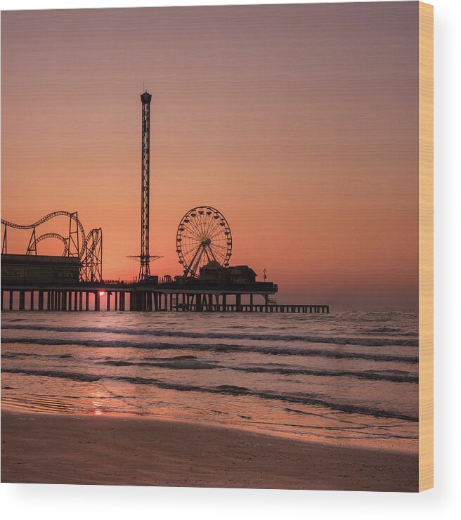 Galveston Wood Print featuring the photograph Pleasure Pier at Sunrise by James Woody