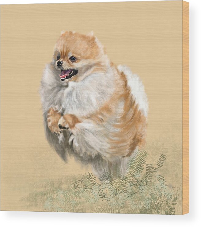 Pomeranian Wood Print featuring the digital art Pomeranian by Victoria Newton