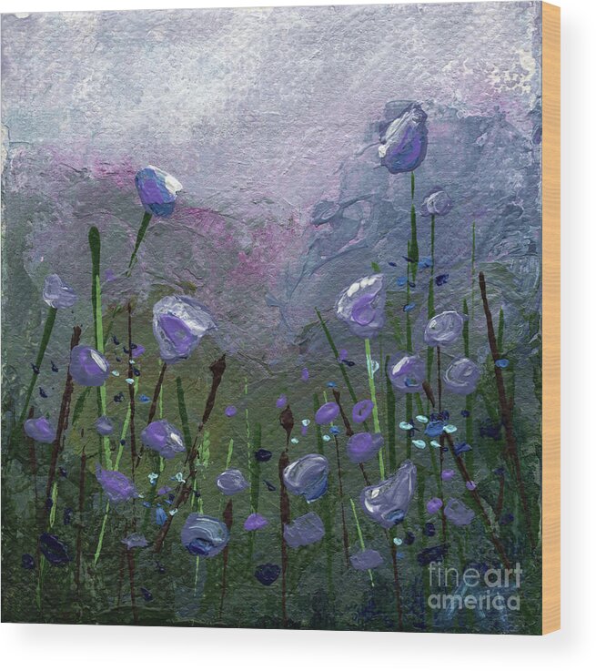 Poppy Wood Print featuring the painting Poppies Dusk by Annie Troe