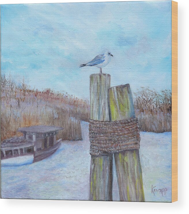 Seagull Wood Print featuring the painting Port St. Joe by Kathy Knopp