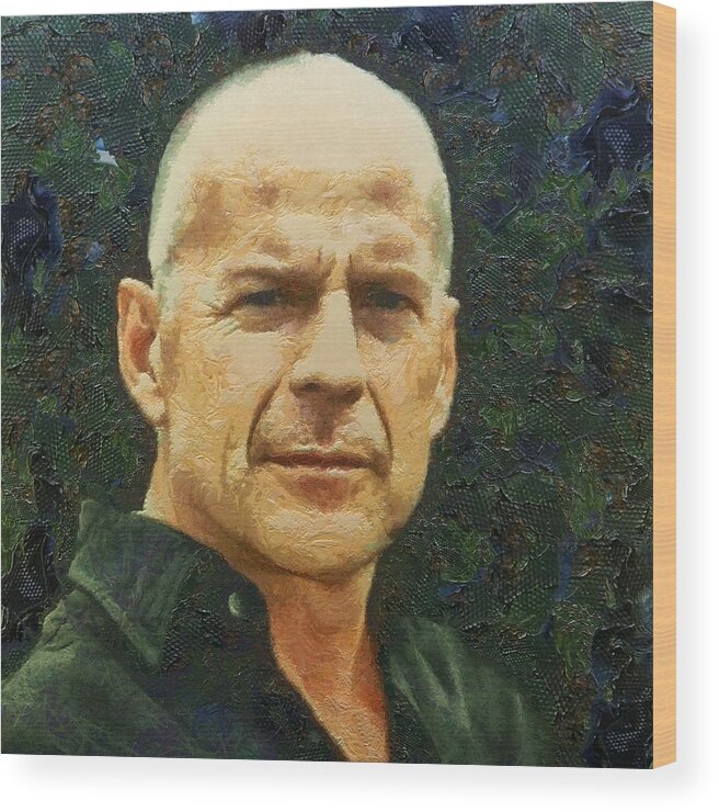 Portrait Wood Print featuring the digital art Portrait of Bruce Willis by Charmaine Zoe