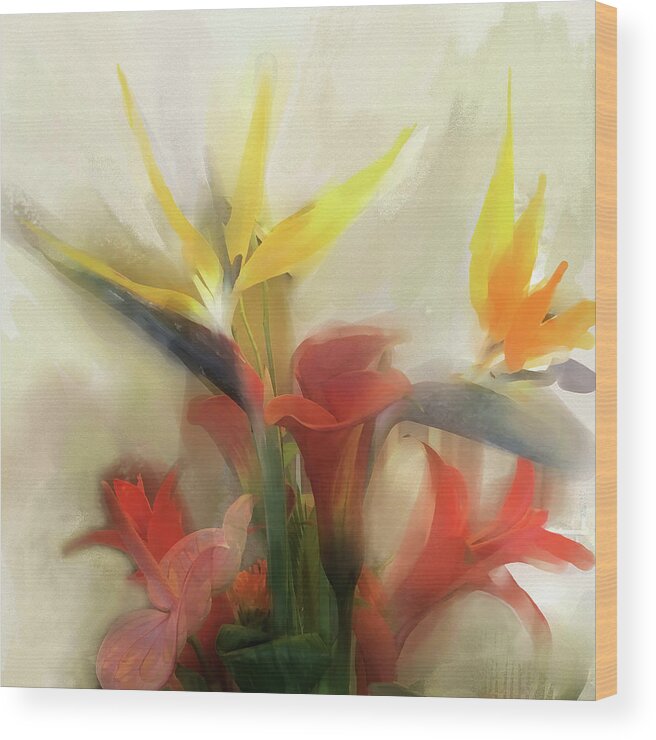 Floral Arrangement Wood Print featuring the digital art Prelude to Autumn by Gina Harrison