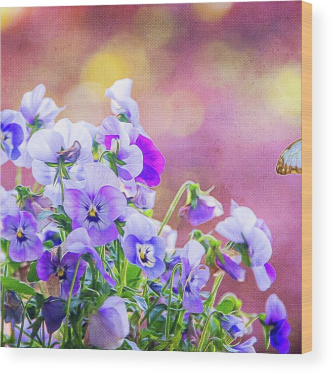 Pansies Wood Print featuring the photograph Pretty Pansies by Cathy Kovarik