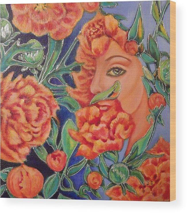 Peonies Wood Print featuring the painting Princess of the Peonies by Linda Markwardt