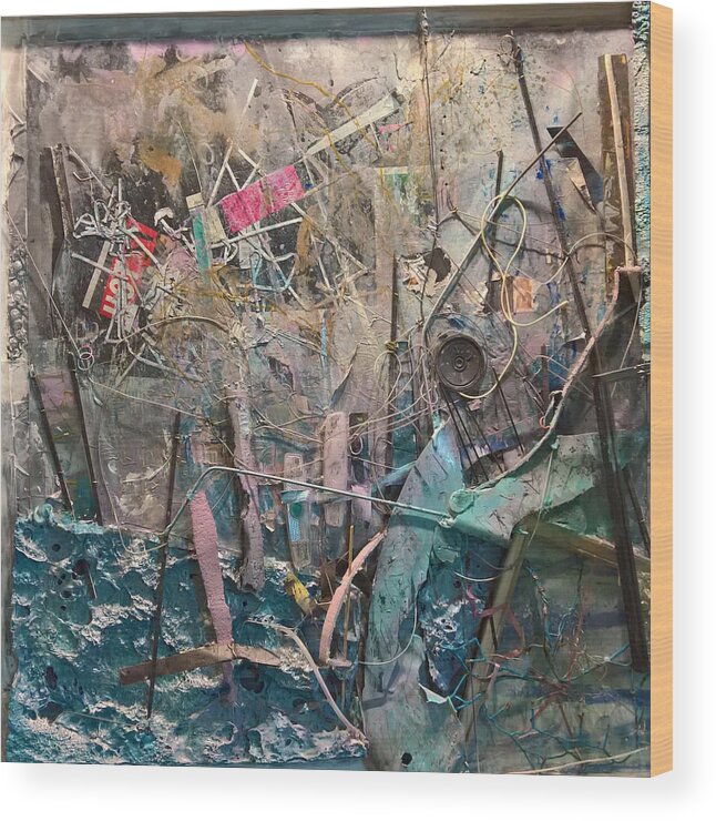 Dimensional Collage Abstract Wall-sculpture Robert Anderson Wood Print featuring the painting Progression of Waste by Robert Anderson