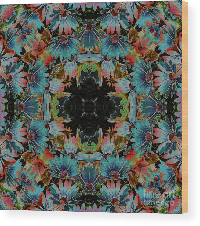 Daisy Wood Print featuring the digital art Psychedelic Daisies by Smilin Eyes Treasures