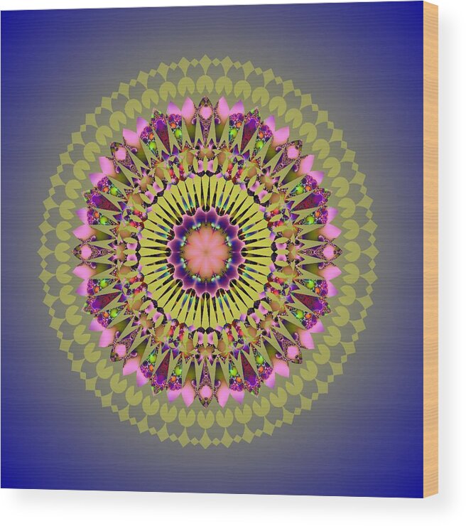Mandala Wood Print featuring the digital art Psychedelic Mandala 001 A by Larry Capra