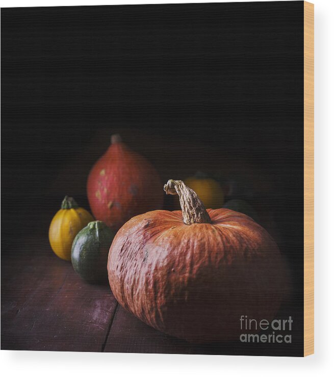 Pumpkin Wood Print featuring the photograph Pumpkins by Jelena Jovanovic