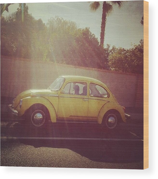 Iphoneography Wood Print featuring the photograph Punch Buggy #yellow by Rachel Boyer 